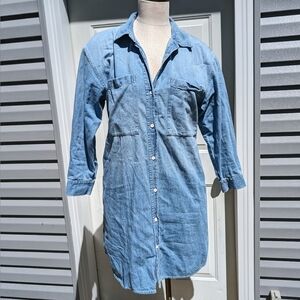 Gap Denim Jean Button up Shirt Dress 3/4 sleeves Size Medium